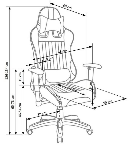 Scaun gaming DEFENDER, rosu/negru, piele ecologica, 68x69x126/134 cm