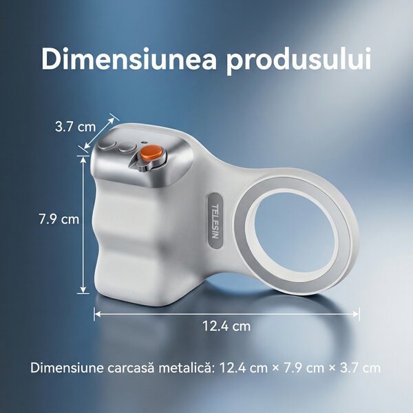 Grip foto magnetic pentru telefon, cu buton declanșator și zoom, Telesin