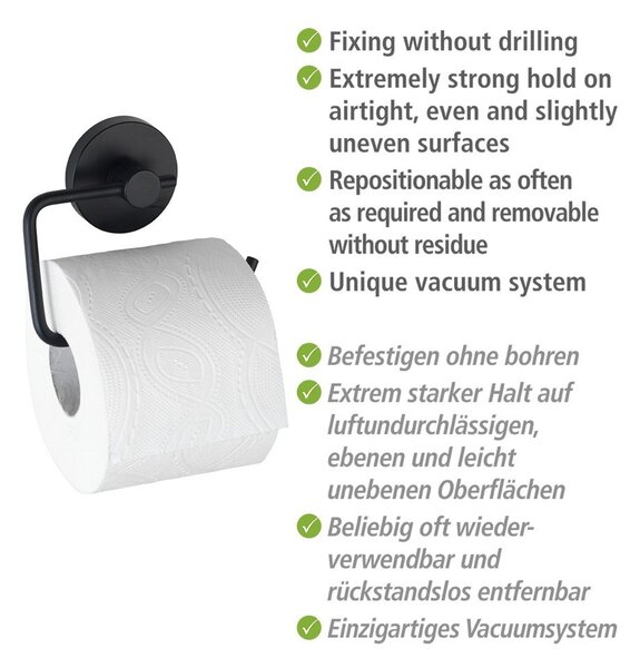 Suport pentru hârtia de toaletă Wenko Vacuum-Loc® Milazzo, negru