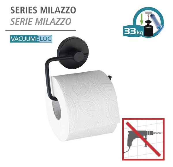 Suport pentru hârtia de toaletă Wenko Vacuum-Loc® Milazzo, negru