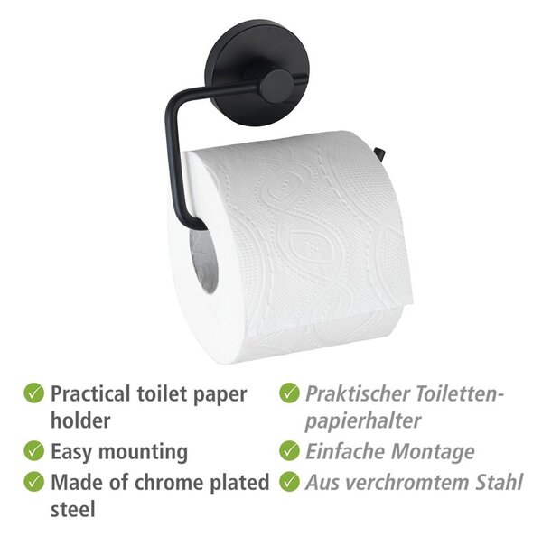Suport pentru hârtia de toaletă Wenko Vacuum-Loc® Milazzo, negru