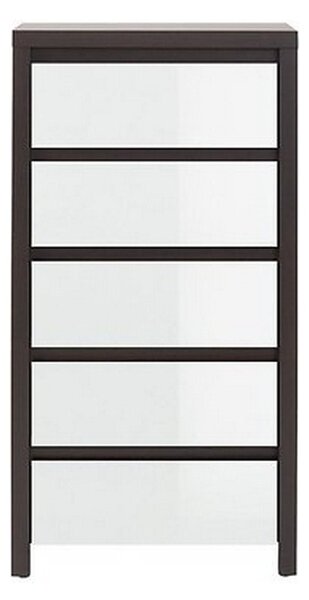 Comoda KASPIAN KOM5S, alb lucios/wenge, PAL, 56x41x113 cm