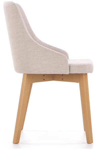Scaun tapitat Toledo, bej deschis/stejar miere, stofa clasica/lemn de fag, 51X55X82 CM