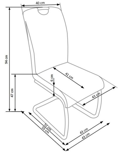 Scaun tapitat K184, maro inchis/crom, piele ecologica/metal, 43X55X94