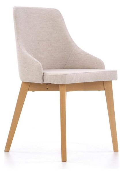 Scaun tapitat Toledo, bej deschis/stejar miere, stofa clasica/lemn de fag, 51X55X82 CM