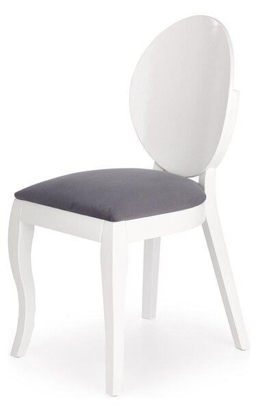Scaun tapitat Verdi, gri/alb, stofa clasica/lemn de fag, 43X52X90 CM