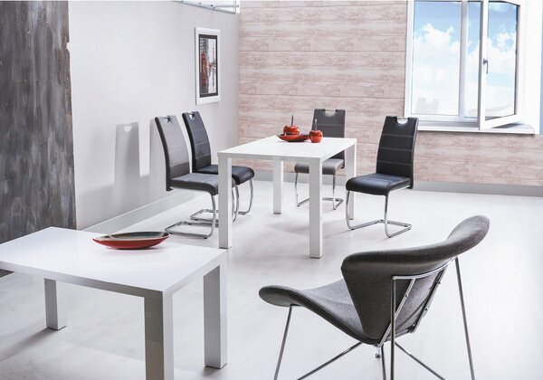 Scaun tapitat H260, maro/crom, piele ecologica/metal, 40X38X96 cm