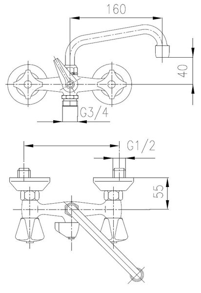 KFA Armatura Standard baterie lavoar perete crom 300-319-00