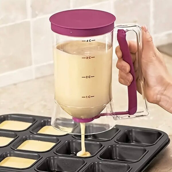 Cană gradată cu dispenser și pârghie, 900 ml, pentru aluat lichid