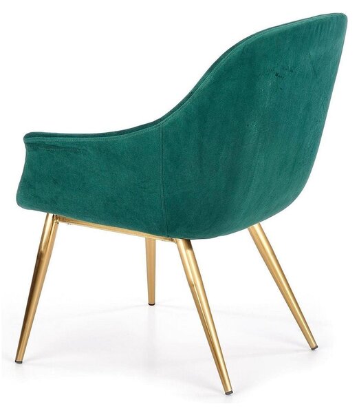 Fotoliu ELEGANCE 2, verde inchis/auriu, stofa/otel, 72x60x79 cm
