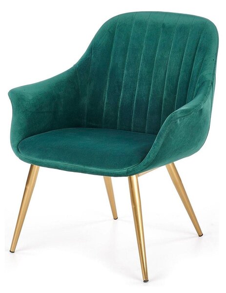 Fotoliu ELEGANCE 2, verde inchis/auriu, stofa/otel, 72x60x79 cm