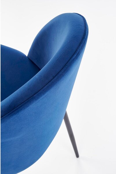 Scaun modern K314, albastru/negru, stofa catifelata/metal, 49x50x80 cm