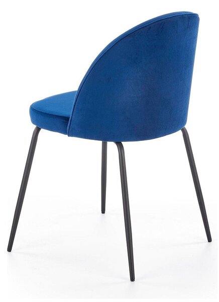 Scaun modern K314, albastru/negru, stofa catifelata/metal, 49x50x80 cm