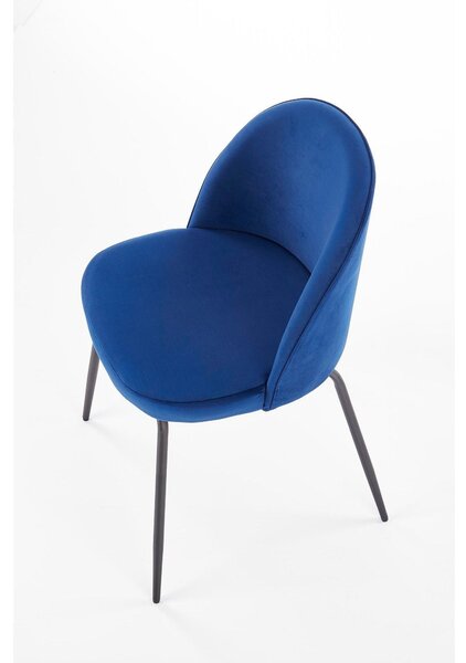 Scaun modern K314, albastru/negru, stofa catifelata/metal, 49x50x80 cm