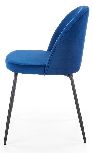 Scaun modern K314, albastru/negru, stofa catifelata/metal, 49x50x80 cm
