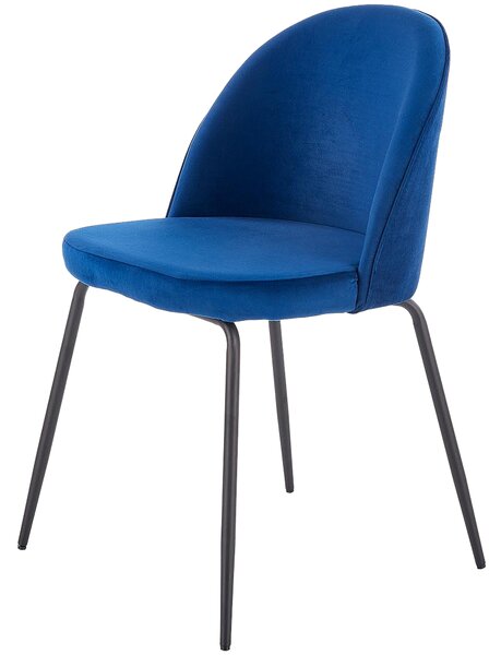 Scaun modern K314, albastru/negru, stofa catifelata/metal, 49x50x80 cm