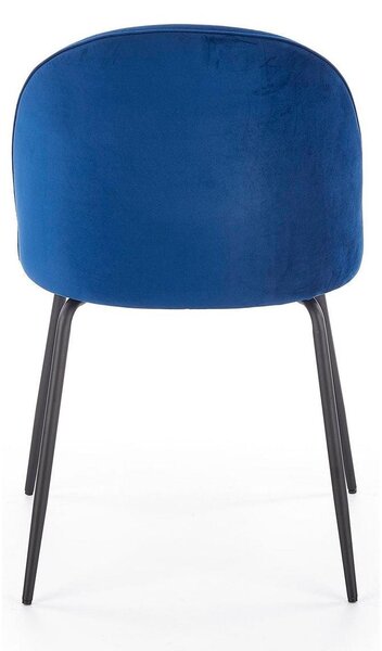 Scaun modern K314, albastru/negru, stofa catifelata/metal, 49x50x80 cm