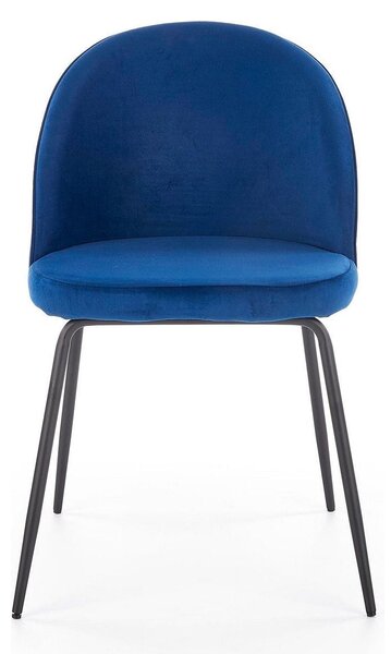 Scaun modern K314, albastru/negru, stofa catifelata/metal, 49x50x80 cm