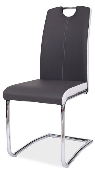 Scaun H341, gri/alb, piele ecologica/metal, 43x44x101 cm