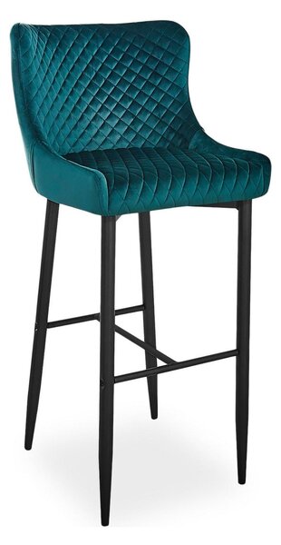 Scaun bar COLIN B H-1, verde/negru, stofa catifelata/metal, 46x42x109 cm