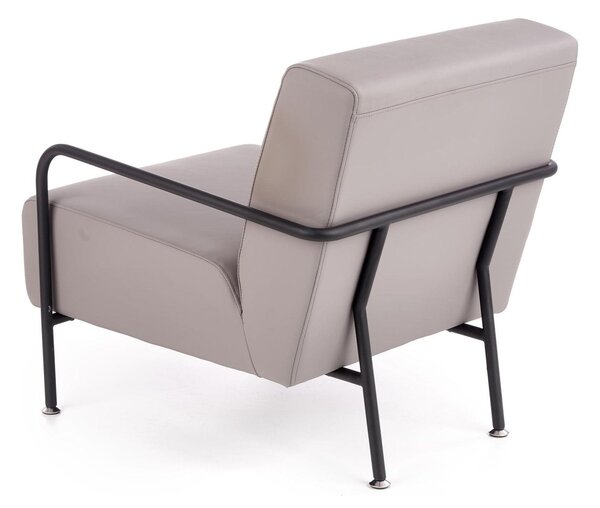 Fotoliu CUPER, gri/negru, piele ecologica/otel, 69x82x75 cm