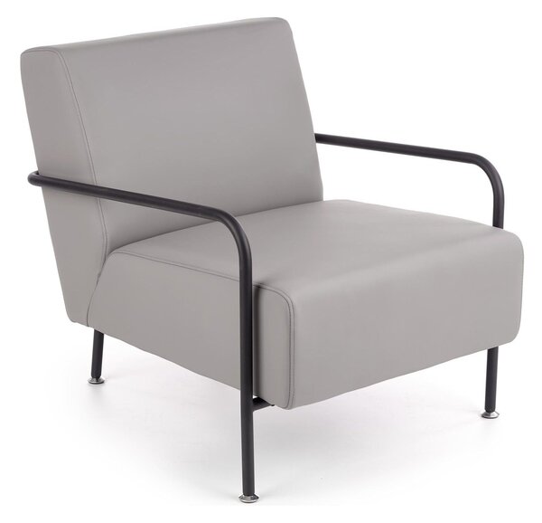 Fotoliu CUPER, gri/negru, piele ecologica/otel, 69x82x75 cm