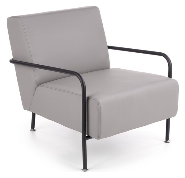 Fotoliu CUPER, gri/negru, piele ecologica/otel, 69x82x75 cm