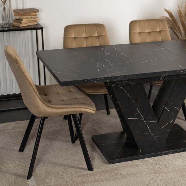 Masă sufragerie extensibilă Comentado (marmură negru) (pentru 4-6 persoane). Promo -20%. 1119011