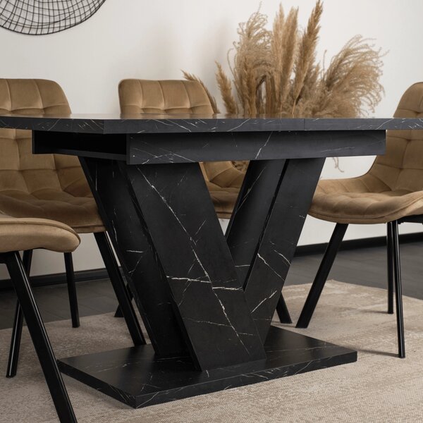 Masă sufragerie extensibilă Comentado (marmură negru) (pentru 4-6 persoane). Promo -20%. 1119011