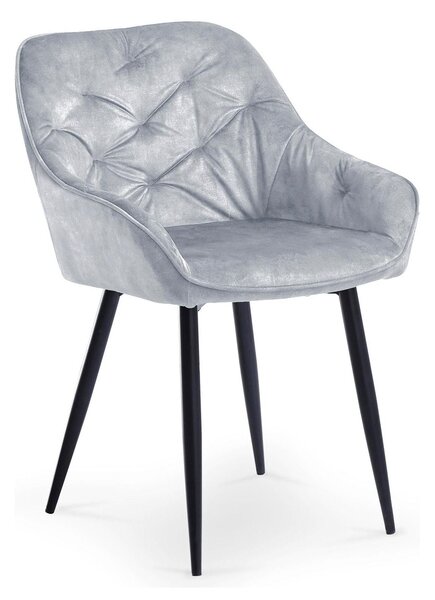 Scaun tapitat K418, gri/negru, stofa clasica/metal, 56x65x81 cm
