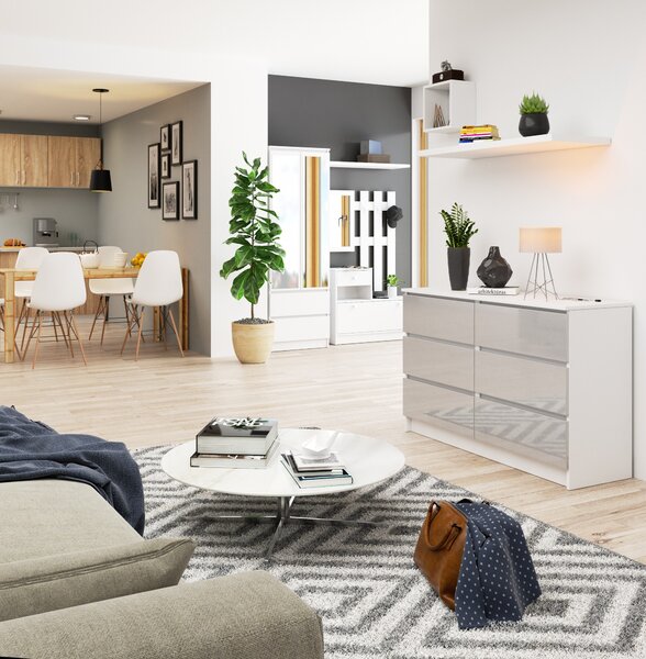 Comodă cu sertare Keanu K120 6SZ (luciu metalic intens). Promo -16%. 1151935