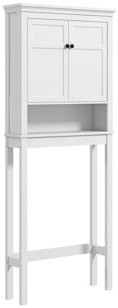 HOMCOM Dulap deasupra toaletei cu 2 uși și raft deschis, bară inferioară, 70x20x175 cm, alb | Aosom Romania