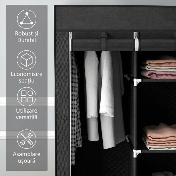 Homcom sifonier Pliabil Textil – Cu Rafturi & Sertare, Ideal pentru Spatii Mici | Aosom Romania
