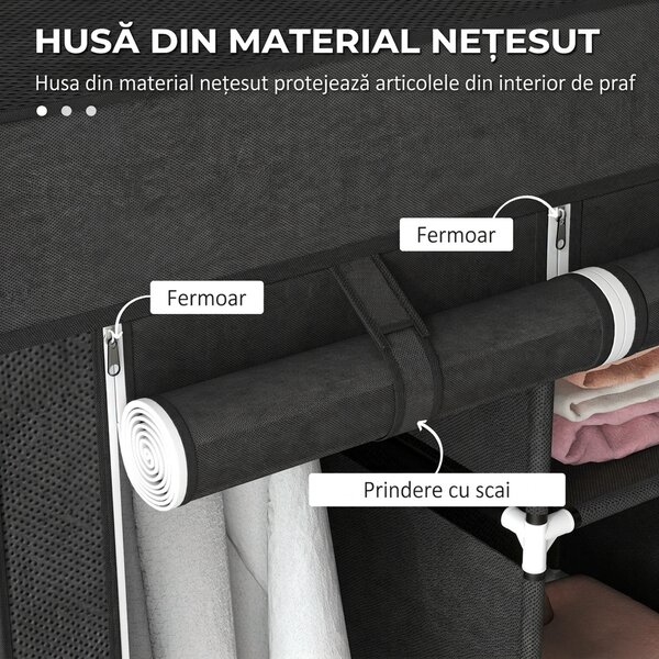 Homcom sifonier Pliabil Textil – Cu Rafturi & Sertare, Ideal pentru Spatii Mici | Aosom Romania