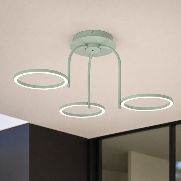Lucande Lampa de tavan pentru exterior cu LED-uri Sylvara, verde, CCT, 3, reglabil, Verde, Metal, Design