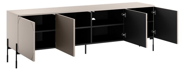 Comodă TV Sonatia 200 cm cu patru uși pe picioare metalice - casmir