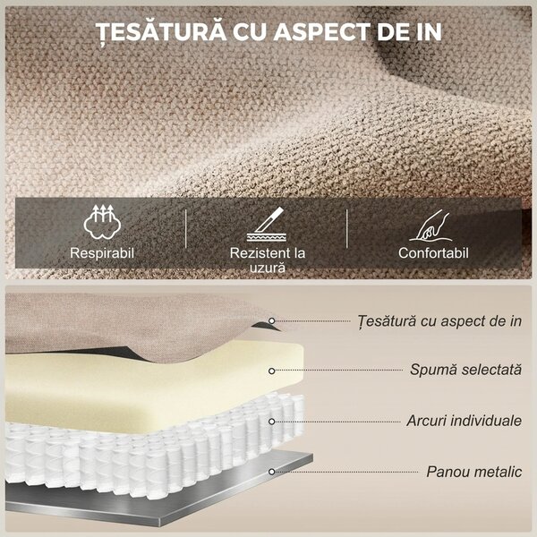 HOMCOM Fotoliu Rabatabil Manual cu Pernă Groasă, Suport pentru Picioare, 85x93x105cm, Bej | Aosom Romania