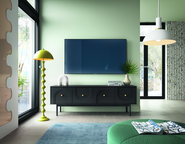Dulap TV Manzat 1 (negru + mânere auriu). 1154930