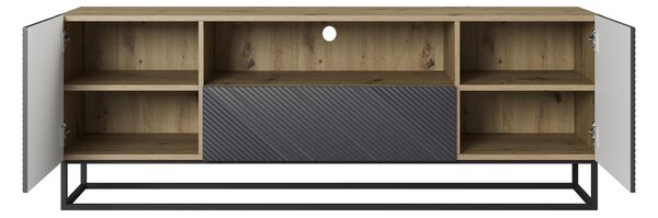 Comodă TV cu sertar și cadru metalic Asha 167 cm - artisan / rivier stone mat