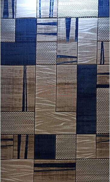 Covor POIANA 21, 200x300 cm, forma dreptunghiulara, poliester/polipropilena, bej/albastru