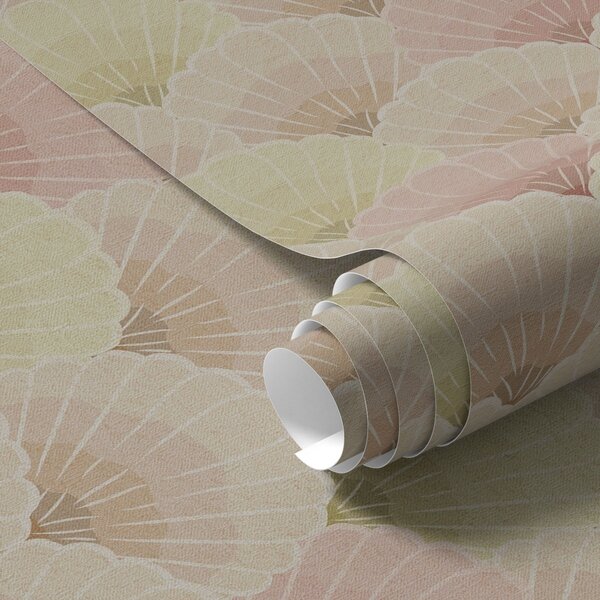Tapet Coji Art Deco în culori pastelate — model ritmic, Tapet stil oriental, a00493 : Uwalls.ro