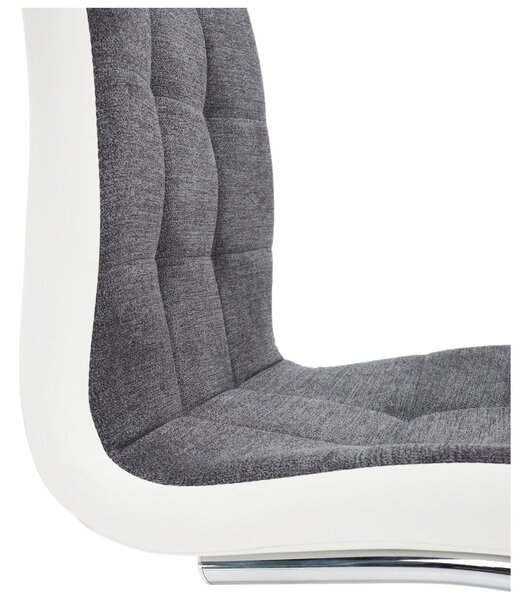 Scaun SALOMA NEW, gri/alb/crom, stofa clasica/piele ecologica/metal, 42x57x105 cm