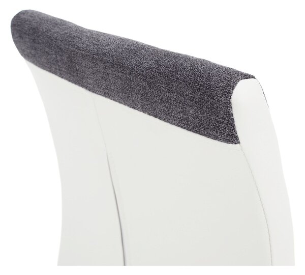 Scaun SALOMA NEW, gri/alb/crom, stofa clasica/piele ecologica/metal, 42x57x105 cm