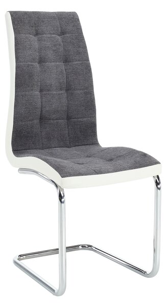 Scaun SALOMA NEW, gri/alb/crom, stofa clasica/piele ecologica/metal, 42x57x105 cm