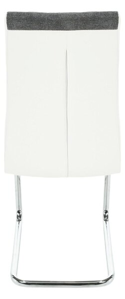 Scaun SALOMA NEW, gri/alb/crom, stofa clasica/piele ecologica/metal, 42x57x105 cm