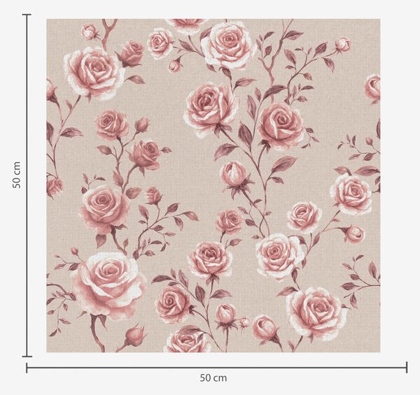 Tapet Trandafiri pudrați pe fond bej — model vintage, Tapet flori, a00497 : Uwalls.ro