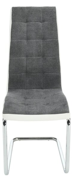 Scaun SALOMA NEW, gri/alb/crom, stofa clasica/piele ecologica/metal, 42x57x105 cm