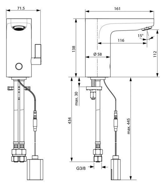 Ideal Standard Ceraplus baterie lavoar stativ electrică crom A6145AA
