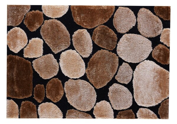 Covor PEBBLE TYP 2, 80x150 cm, forma dreptunghiulara, maro/negru, poliester