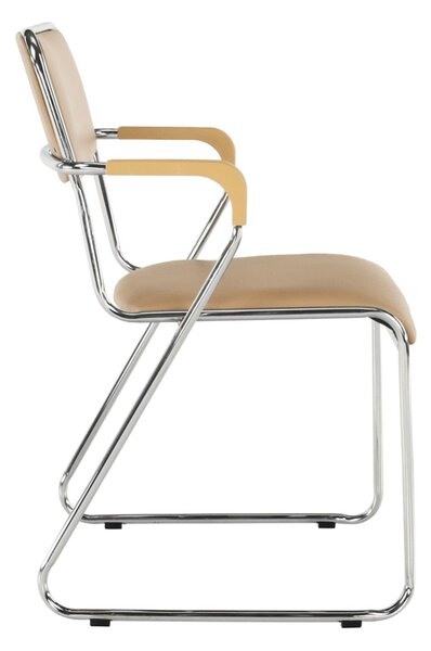 Scaun DERYA, maro, piele ecologica/metal, 53x57x79 cm